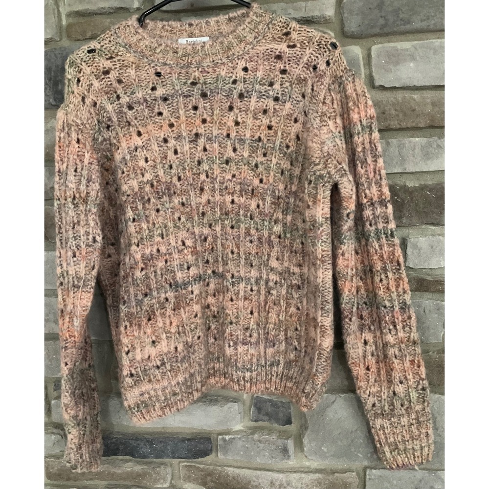 Bartolini Italy Wool Blend Knit Sweater Pink Tan Sage Boho Cottagecore Vintage M